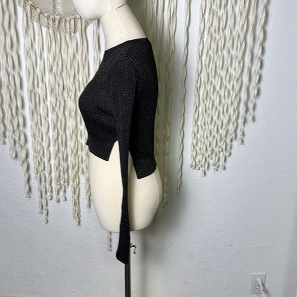 AllSaints Kowlo Shine Metallic Long Sleeve Cropped Sweater Size Small - Picture 11 of 12